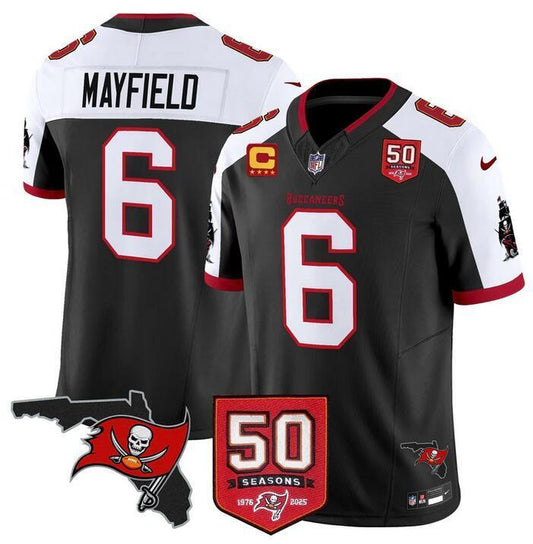 Tampa Bay Buccaneers #6 Baker Mayfield Black Alternate F.U.S.E. 50th Season & 4-Star C