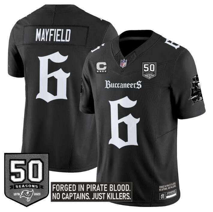 Tampa Bay Buccaneers #6 Baker Mayfield Black F.U.S.E. 50th Season & 4-Star C Patch
