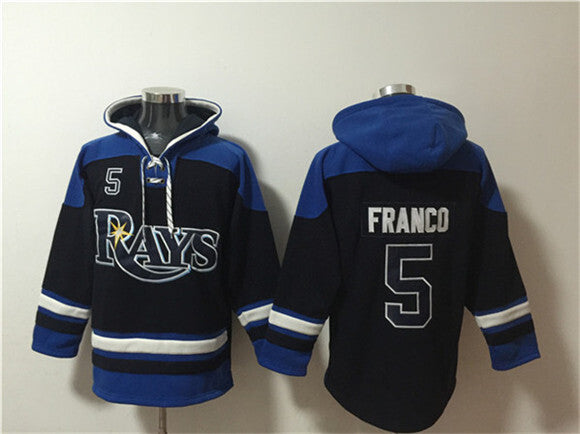 Tampa Bay Rays Active Player Custom Black Blue Lace-Up Pullover Hoodie