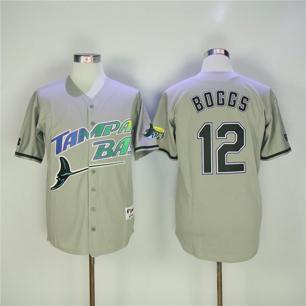 Tampa Bay Rays #12 Wade Boggs Rays 12 Gray Retro