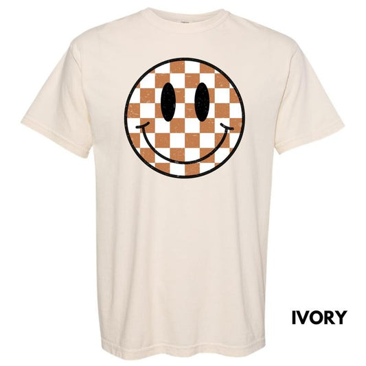 Tan Checkered Happy Face Comfort Colors T-Shirt 'NLB' Hoodie, Sweatshirt | WearSparks.com