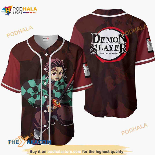 Tanjiro Kimetsu Anime 3D Baseball Jersey Shirt