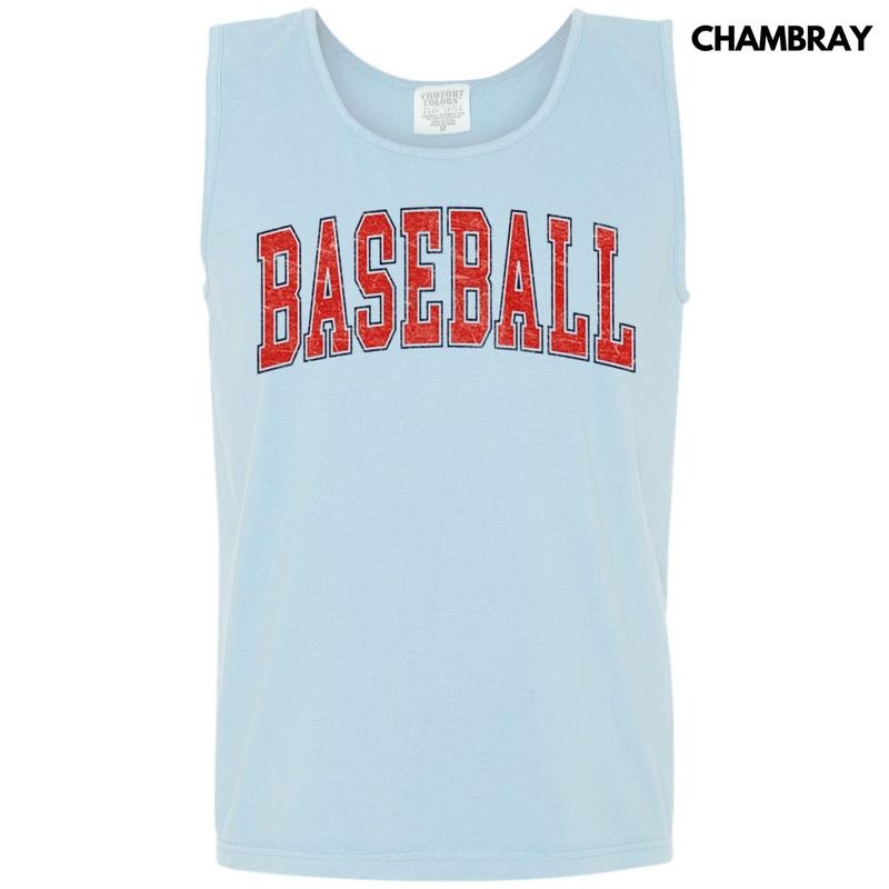 Tank Top - Baseball Varsity Letter Comfort Colors Tank Top T-Shirts, Hoodie, Sweatshirt | WearSparks.com
