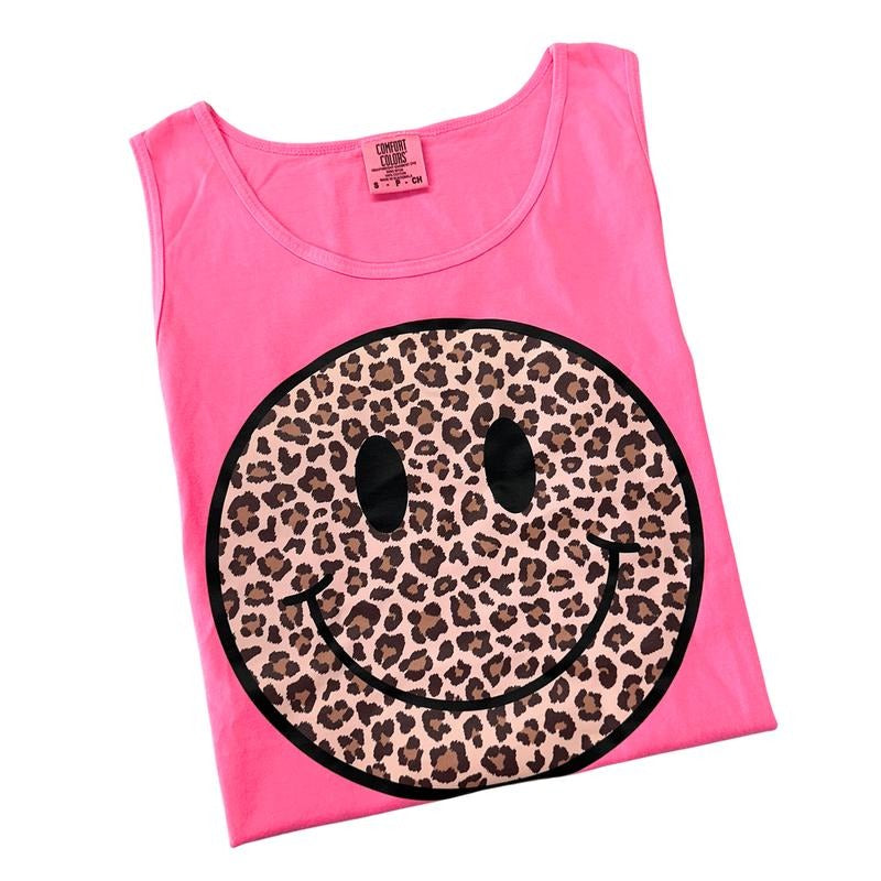 Tank Top - Leopard Happy Face Comfort Colors Tank Top 'NLB' T-Shirts, Hoodie, Sweatshirt | WearSparks.com