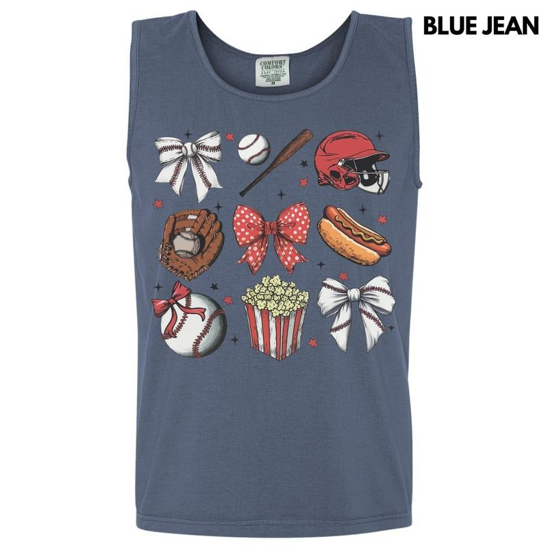 Tank Top -Baseball Bow Collage Comfort Colors Tank Top T-Shirts, Hoodie, Sweatshirt | WearSparks.com