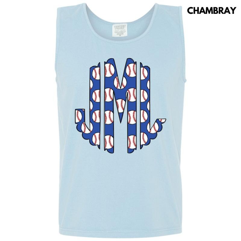 Tank Top -Blue Baseball Monogram Comfort Colors Tank Top 'NLB' T-Shirts, Hoodie, Sweatshirt | WearSparks.com