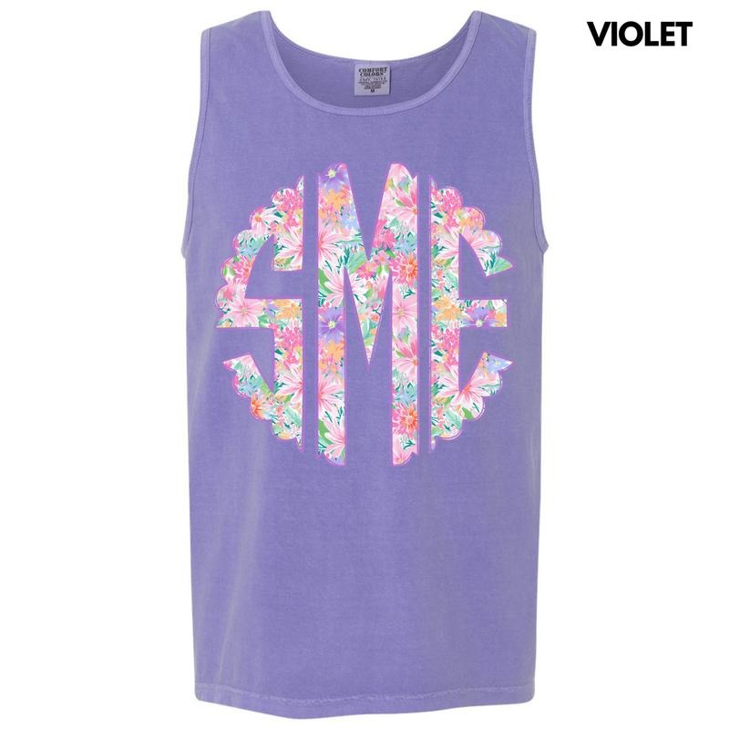 Tank Top -Purple Blossoms Monogram Comfort Colors Tank Top 'NLB' T-Shirts, Hoodie, Sweatshirt | WearSparks.com