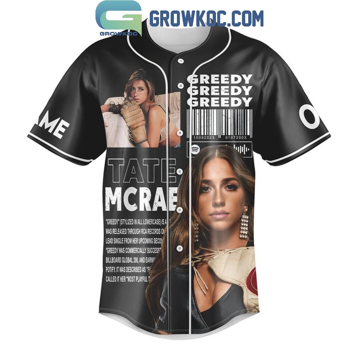 Tate McRae Think Later Greedy Personalized Baseball Jersey