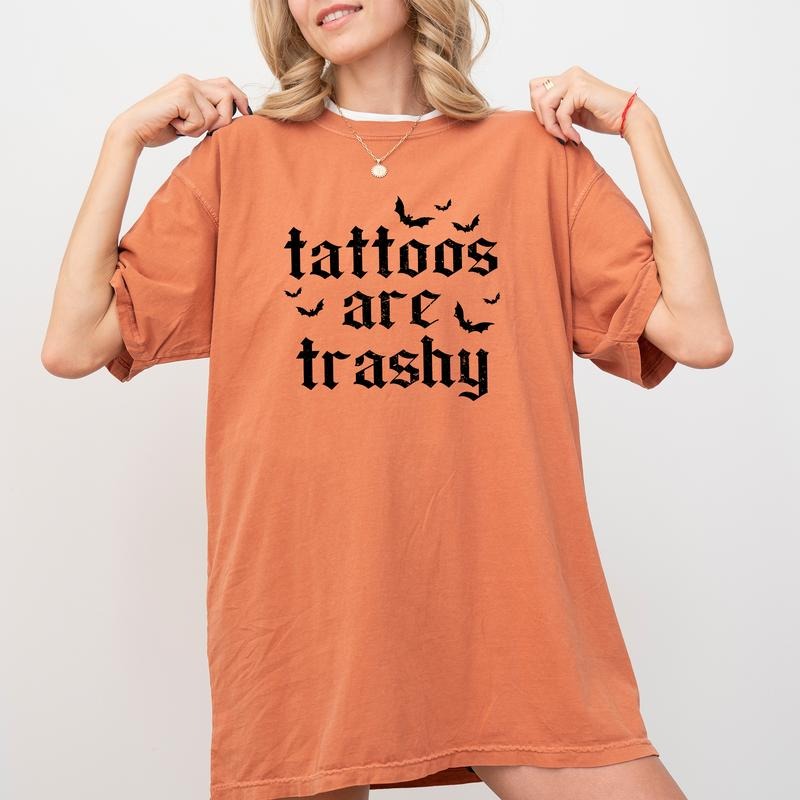 Tattoos Are So Trashy Halloween Shirt Comfort Colors, Tatted Mom Unhinged Unisex T-Shirt, Sarcastic Tatted Mom Unhinged...