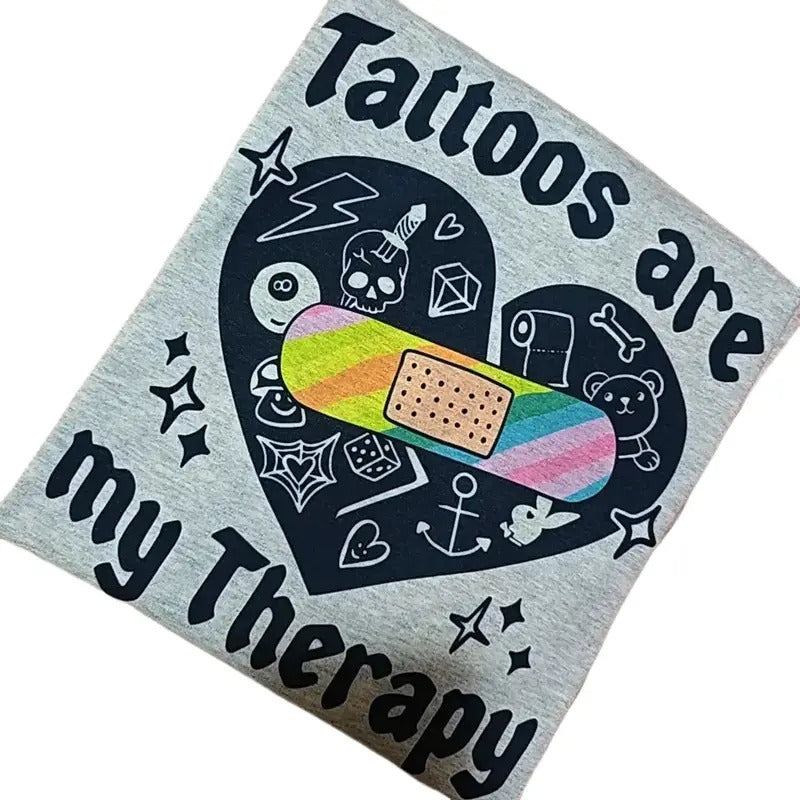 Tattoos are my therapy, Cute Graphic Tee Fit Loose Hoodie, Sweatshirt | WearSparks.com