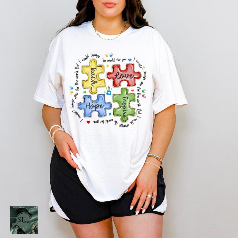 Teacher Autism White 100% Ringspun Cotton T-Shirt Unisex Fit Hoodie, Sweatshirt | WearSparks.com