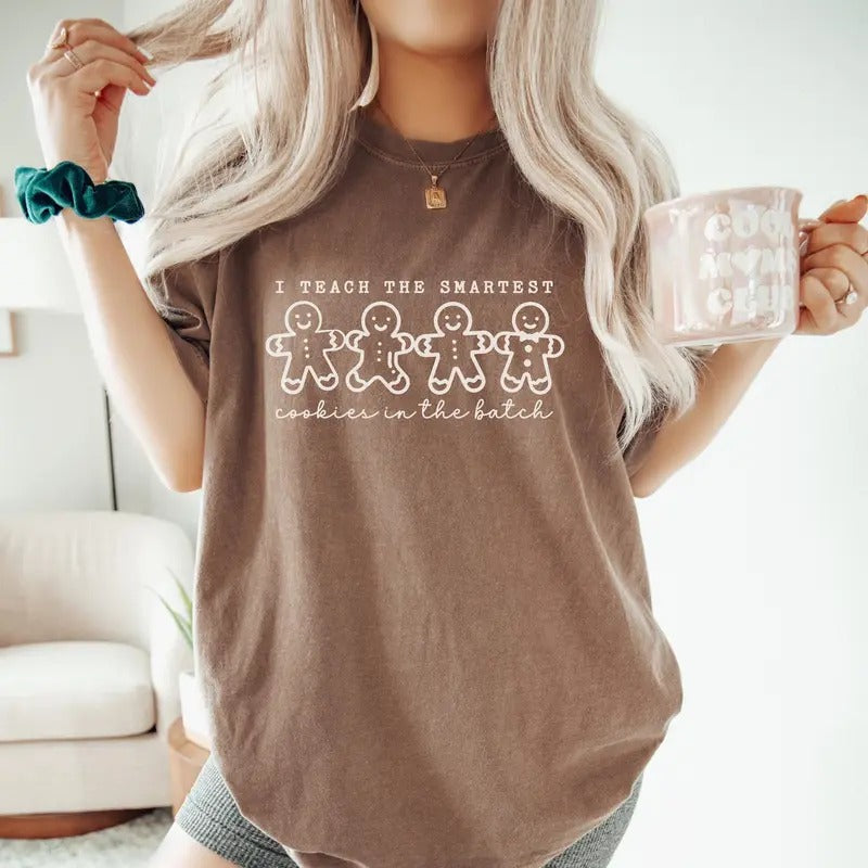 Teacher Gingerbread Christmas Team Comfort Colors Shirt, Smartest Cookies Tee, Teacher Christmas Squad Holiday Group...