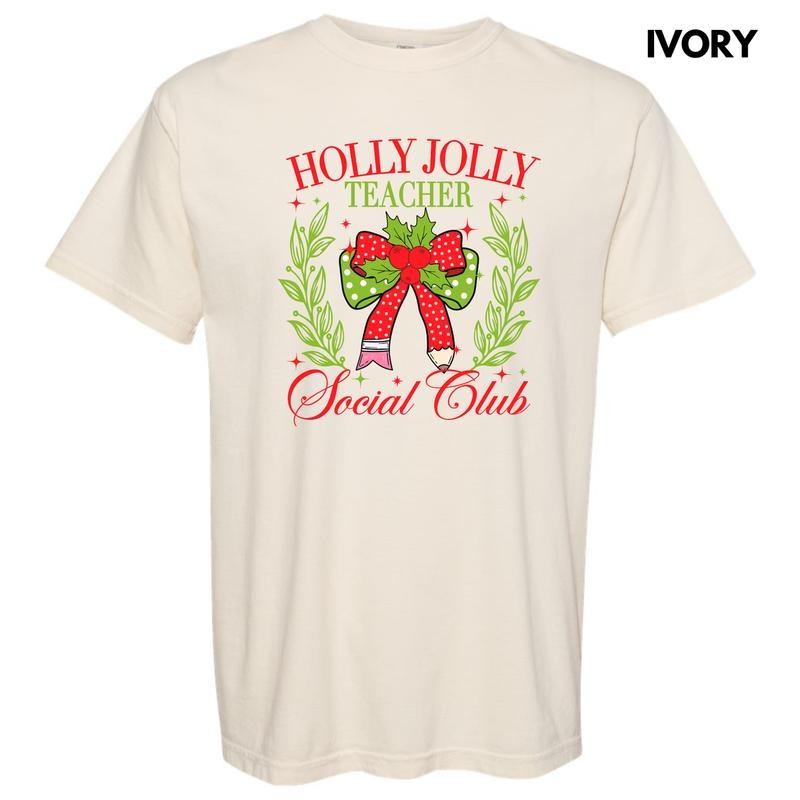 Teacher Holly Jolly Club Comfort Colors T-Shirt 'NLB' Hoodie, Sweatshirt | WearSparks.com