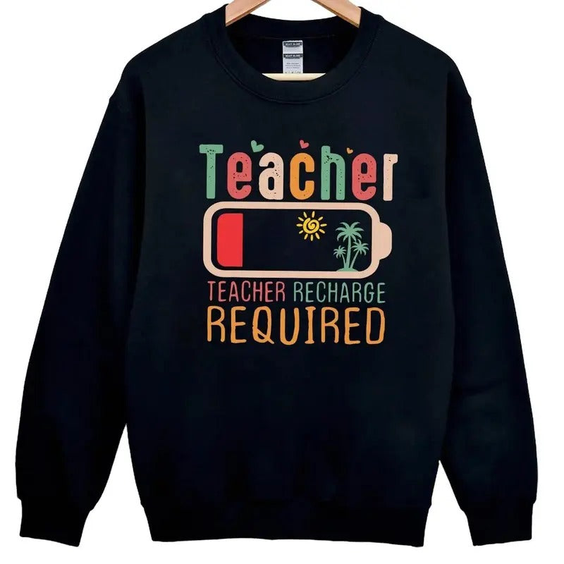 Teacher Summer Recharge Required Sweatshirt Hoodie, Funny Teacher Shirt, Gift for Teacher | WearSparks.com