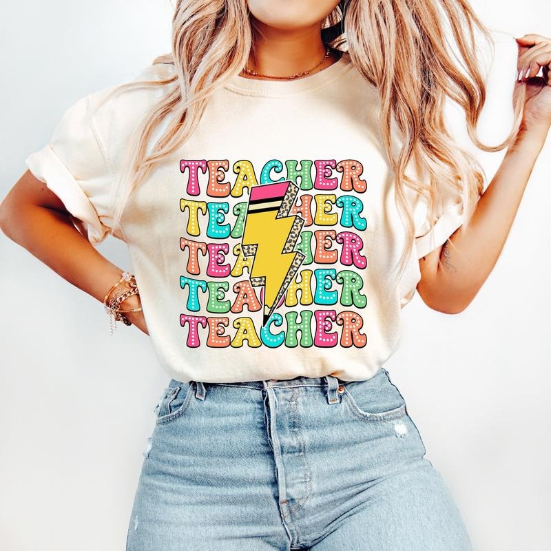 Teacher T-Shirt, Last Day of School T-Shirt, Back To School T-Shirt, Bright Doodle, Leopard Hoodie, Sweatshirt