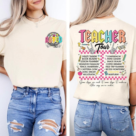 Teacher Tour, Back to School, Retro, Front and Back, First Day of School, Cute, Teacher Appreciation, Coquette, Comfort...