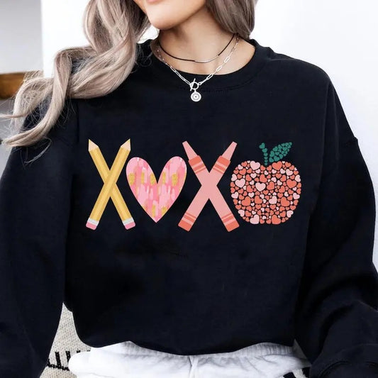 Teacher Valentine XOXO sweatshirt-hoodie-tshirt, Valentine Teacher tshirt, Retro Teacher Gift, Teacher Valentine Shirt,...