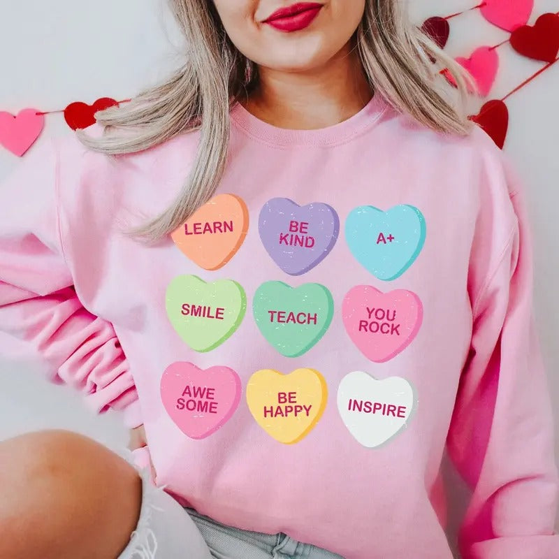 Teacher Valentines Day Shirt, Candy Heart Tshirt, Valentines Tee for Teachers, Teacher Valentine Shirt, Teacher...