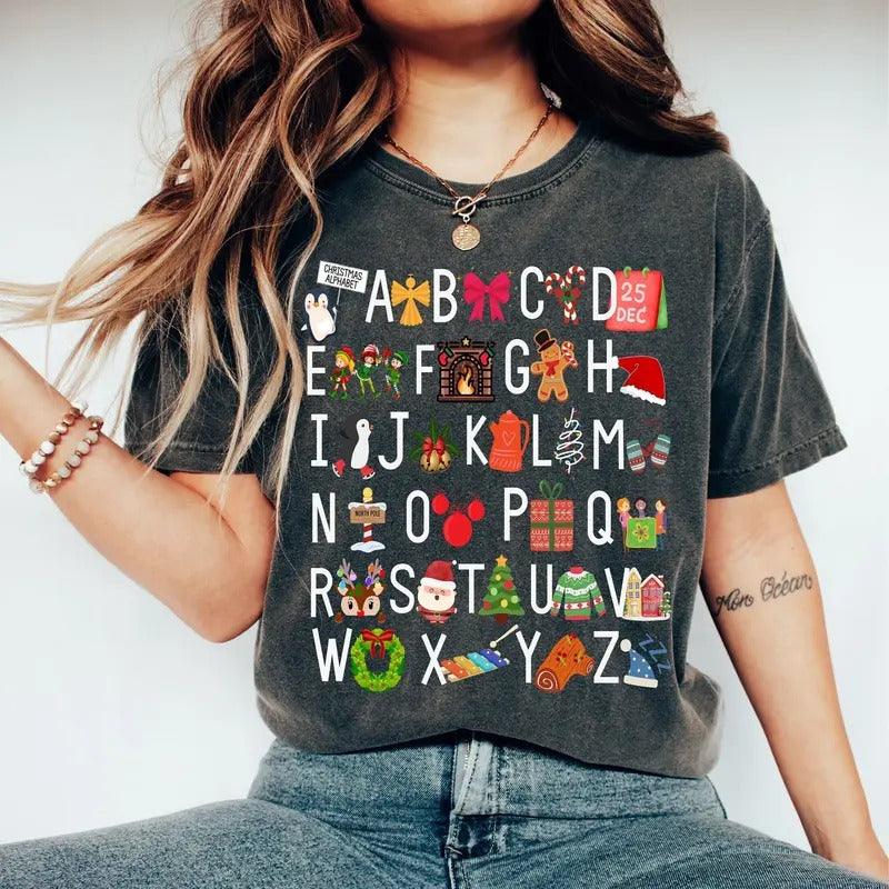 Teacher shirt, Christmas Alphabet shirt, Christmas Teacher tshirt, Santa' s favorite teacher,Christmas Classroom,...