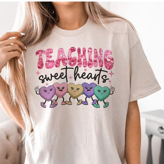 Teaching Sweetheart T-Shirt Valentine Teacher Tee Teaching Sweethearts Valentines Tshirt Valentine Teaching T-Shirt...