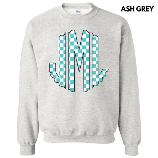 Teal Checker Monogram Sweatshirt 'NLB' T-Shirts, Hoodie | WearSparks.com