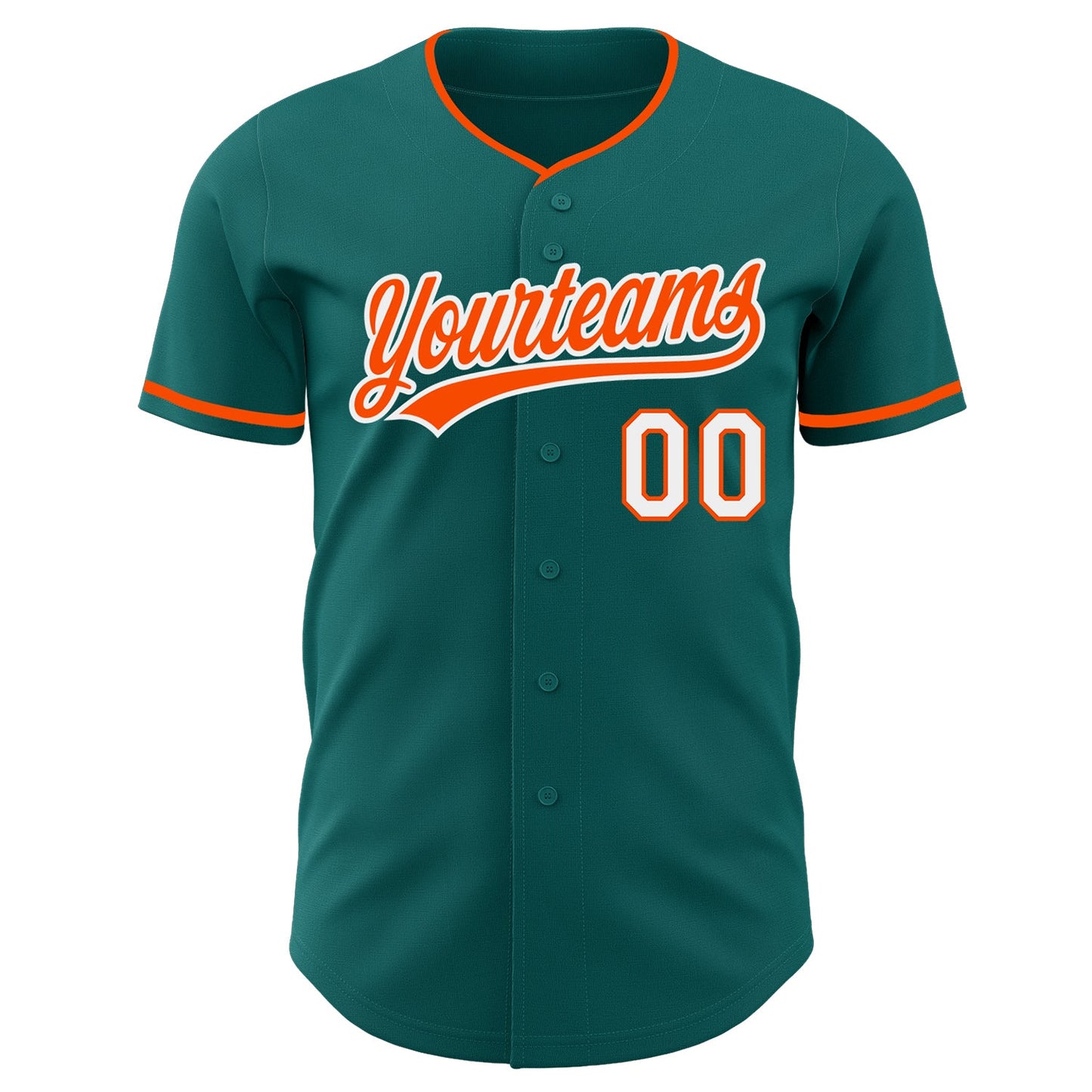 Custom Teal Orange-White Authentic Baseball Jersey