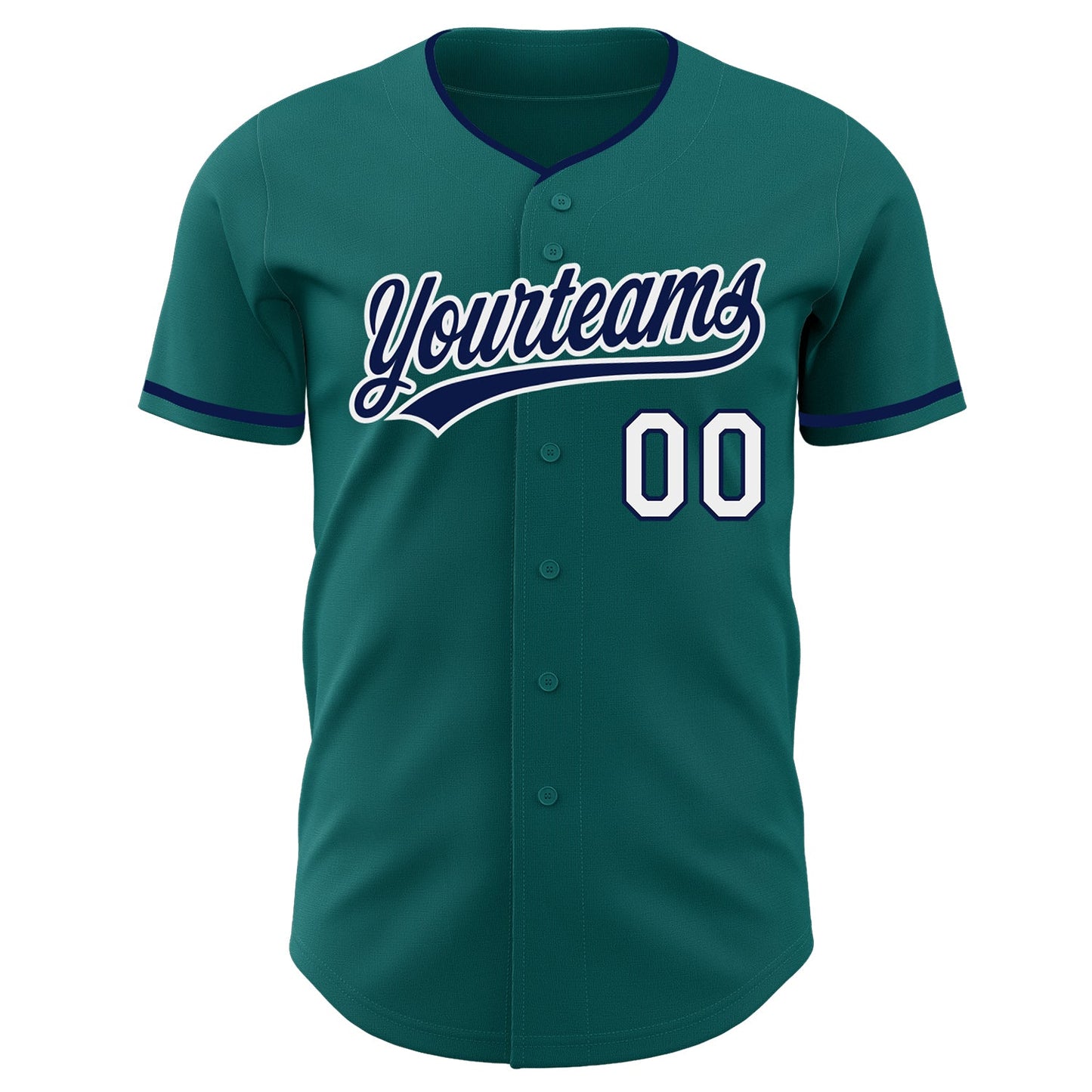 Custom Teal Navy-White Authentic Baseball Jersey