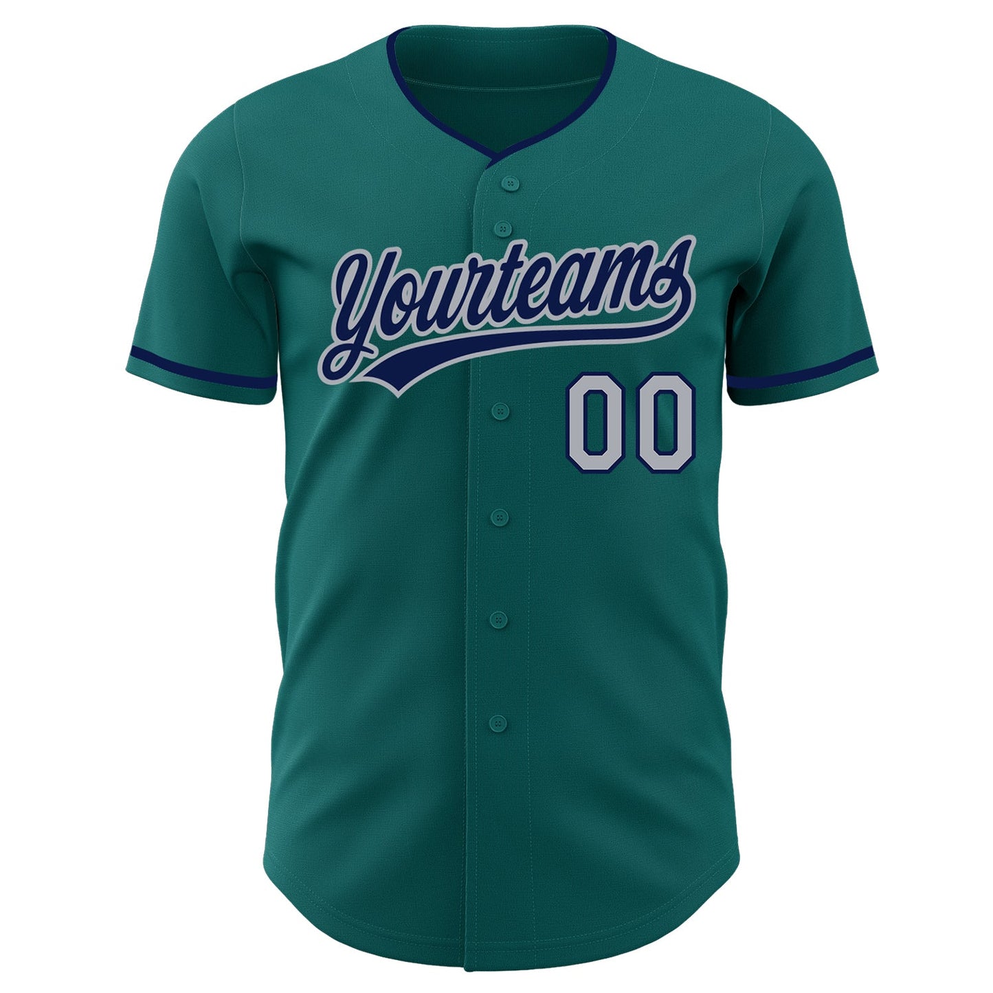 Custom Teal Navy-Gray Authentic Baseball Jersey