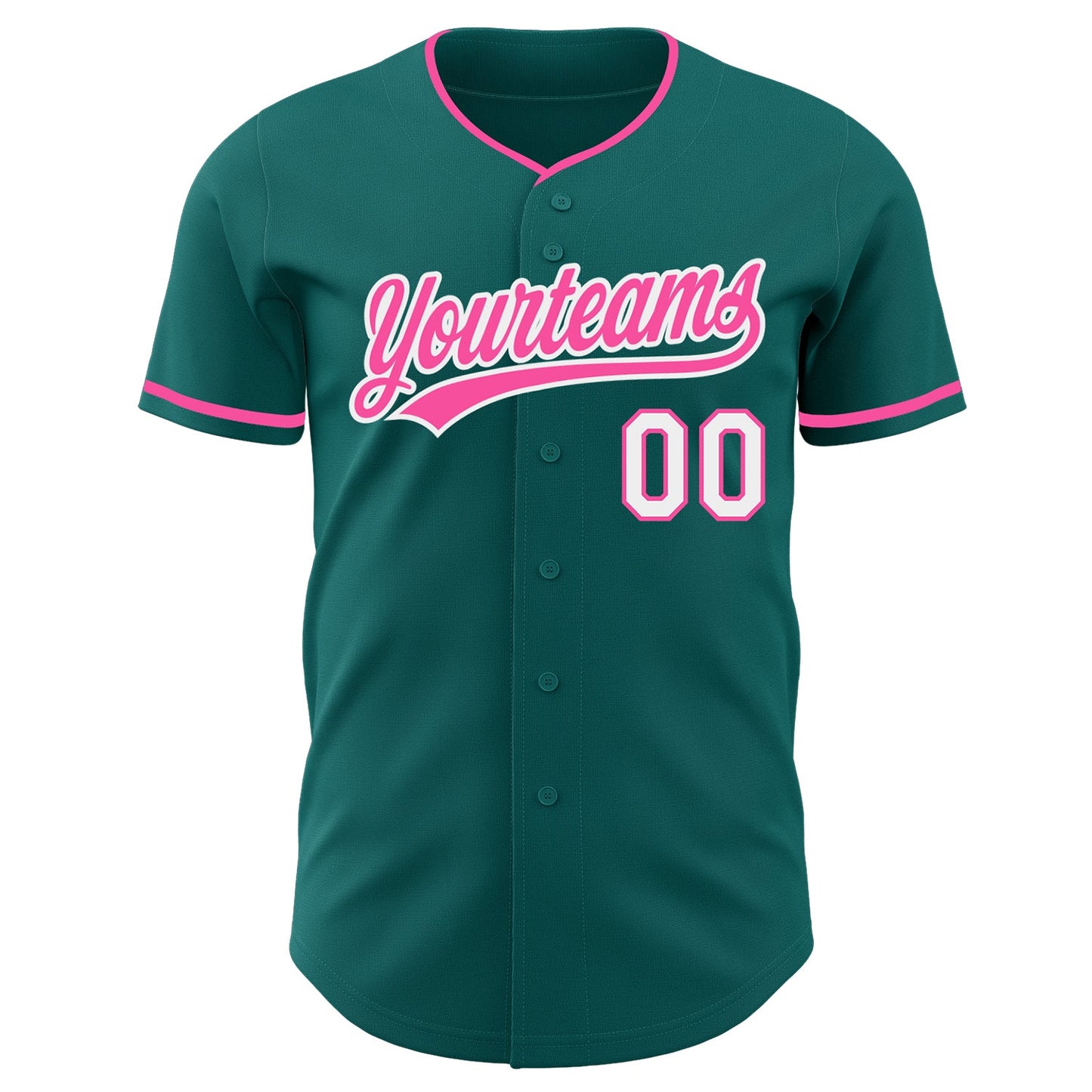Custom Teal Pink-White Authentic Baseball Jersey