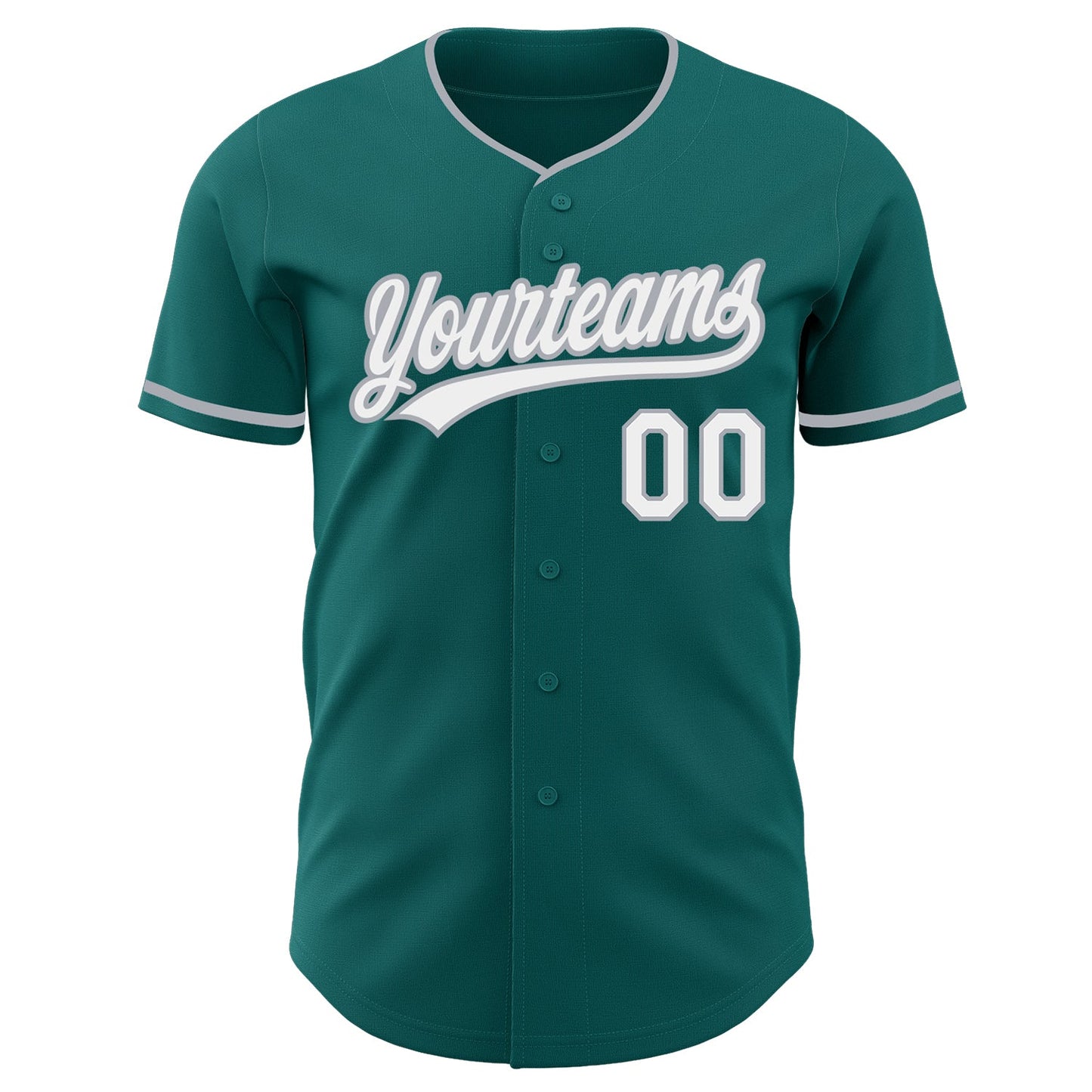 Custom Teal White-Gray Authentic Baseball Jersey