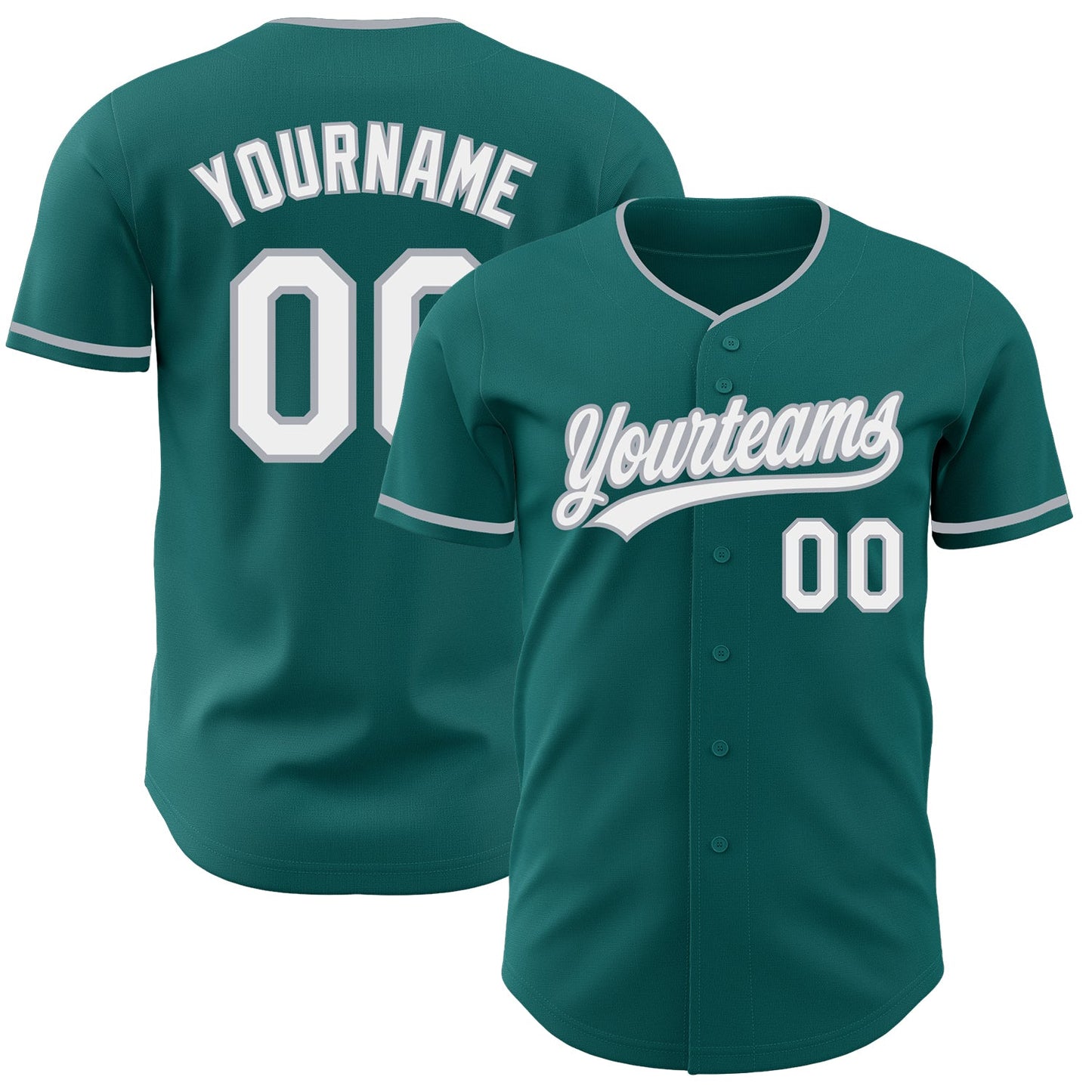 Custom Teal White-Gray Authentic Baseball Jersey