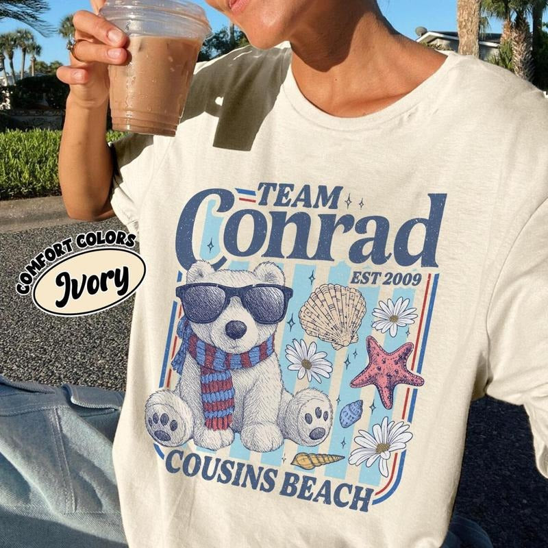 Team Conrad Junior Mint Bear Shirt Comfort Colors, Cousins Beach TSITP Shirt, Summer Beach Tee, Team Conrad Cousins Beach...