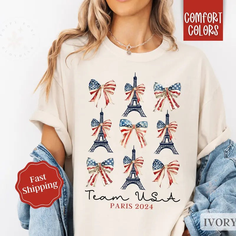 Team USA Shirt Comfort Colors,  Summer Olympics USA Gymnastics Shirt, Paris Olympics 2024 Tshirtstyle{n002}2 Hoodie,...