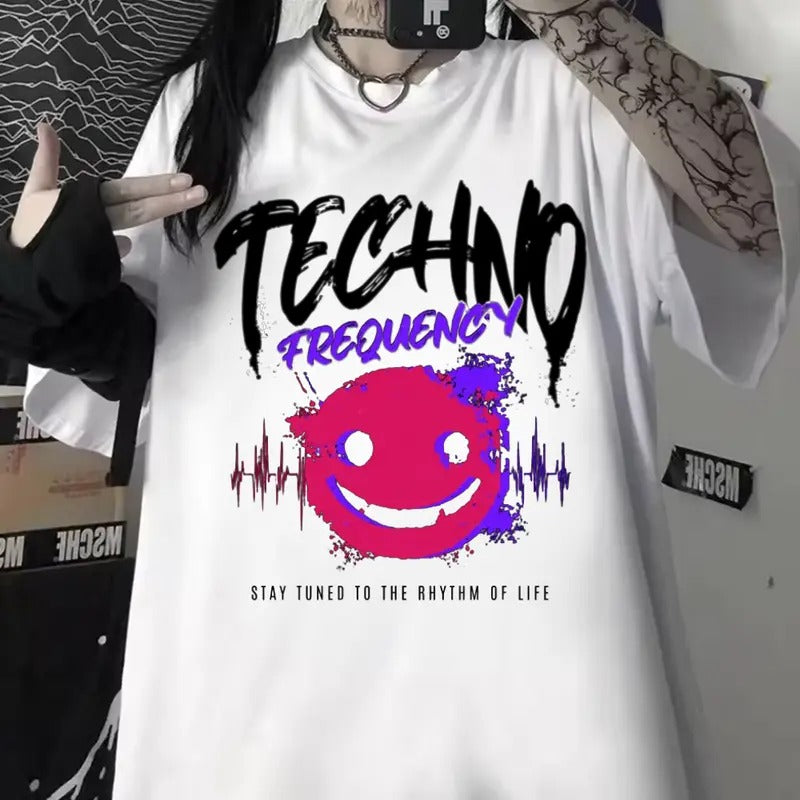 Techno Frequency T-Shirt,Outdoors T-Shirt, Cotton Unisex T-Shirt Hoodie, Sweatshirt | WearSparks.com