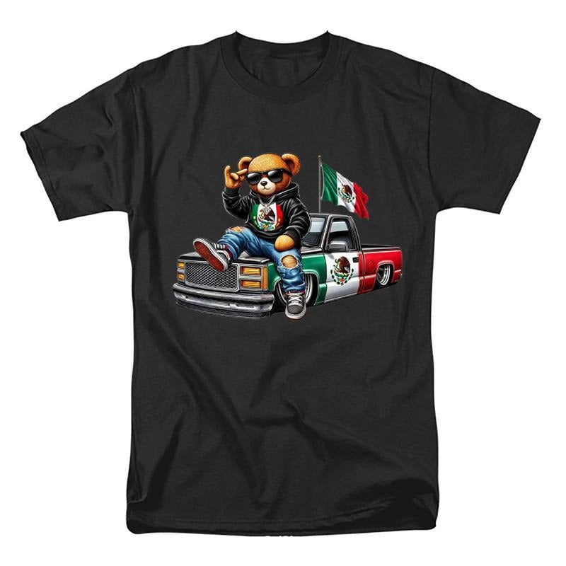 Teddy Bear In Hip Hop Costume Mexican Flag Mexico T-Shirt, 3D Boy Teddy Bear T-Shirt, Mexico Flag, Cool Pick Up Mexican...