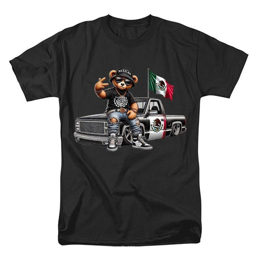 Teddy Bear In Hip Hop Costume Mexican Flag Mexico T-Shirt, Mexican Flag Bear Tee, Cartoon Bear Graphic Shirt, Gift for...