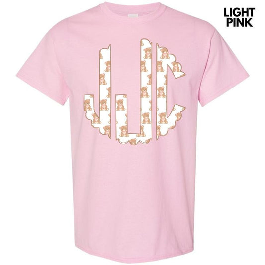 Teddy Bear Monogram Gildan Short Sleeve T-Shirt 'NLB' Hoodie, Sweatshirt | WearSparks.com
