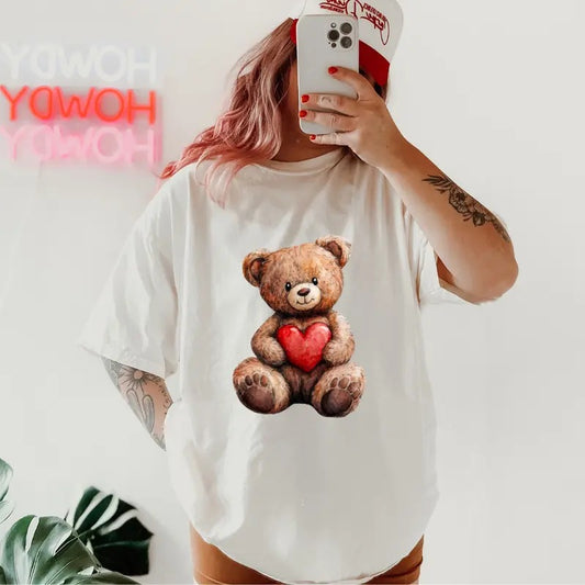 Teddy Beart heart Valentines Shirt~ Unisex Apparel Relaxed Fit Printed In The USA Clothing Womenswear Casual Comfort...