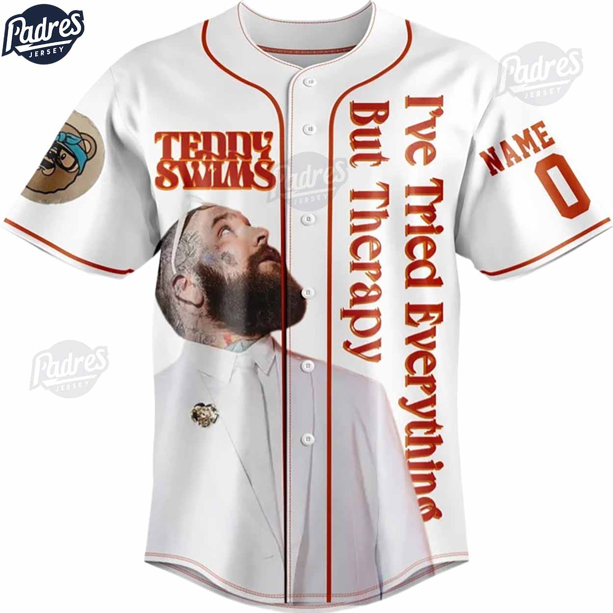 Teddy Swims I've Tried Everything But Therapy Baseball Jersey Outfit - Padres Jersey Oasis: Elevate Your... (Image 3)