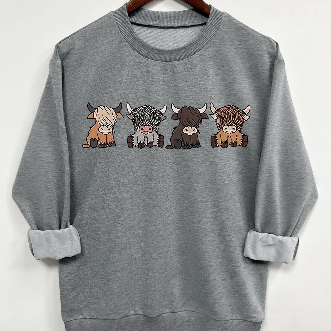 Teen Girl's Cartoon Animal Print Crew Neck Sweatshirt, Casual Long Sleeve Pullover for Daily Wear, Clothing for All...