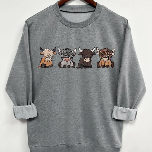 Teen Girl's Cartoon Animal Print Crew Neck Sweatshirt, Casual Long Sleeve Pullover for Daily Wear, Clothing for All...