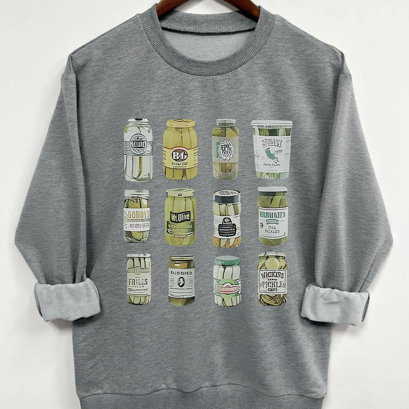 Teen Girl's Cartoon Bottle Print Crew Neck Sweatshirt, Casual Long Sleeve Pullover Sweatshirt for Daily Wear, Clothing...