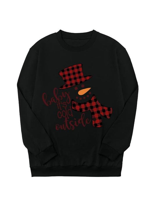 Teen Girl's Cartoon Snowman Print Crew Neck Sweatshirt, Casual Long Sleeve Pullover for Daily Wear, Clothing for All...