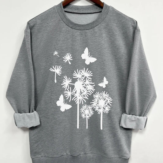 Teen Girl's Flower Print Crew Neck Sweatshirt, Casual Long Sleeve Pullover for Daily Wear, Clothing for All Seasons...