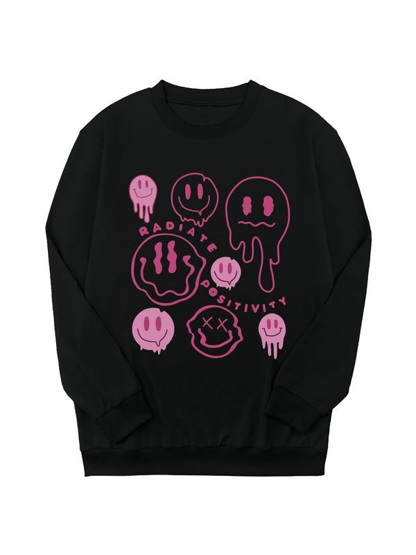 Teen Girl's Halloween Print Crew Neck Sweatshirt, Casual Long Sleeve Pullover for Daily Wear, Clothing for All Seasons...
