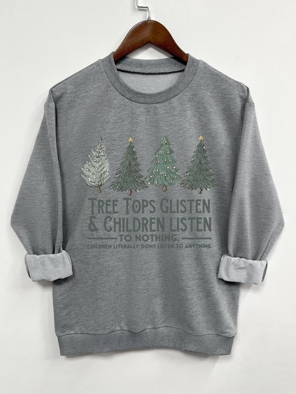Teen Girl's Letter & Tree Print Crew Neck Sweatshirt, Casual Long Sleeve Pullover for Daily Wear, Fashion Cozy Top for...