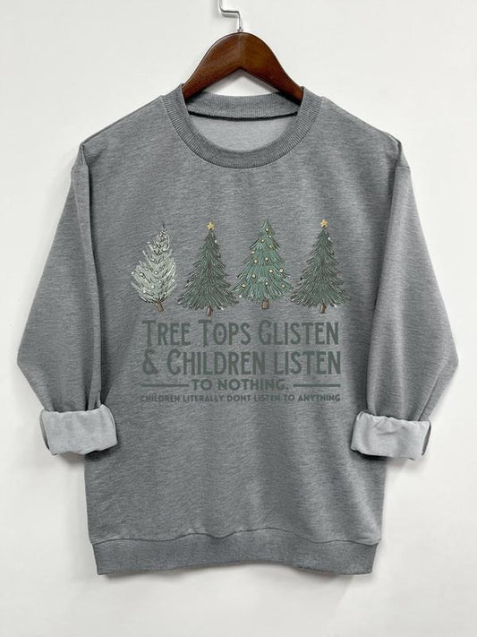 Teen Girl's Letter & Tree Print Crew Neck Sweatshirt, Casual Long Sleeve Pullover for Daily Wear, Fashion Cozy Top for...