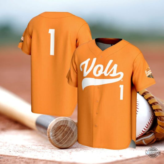 Tennessee Vols Baseball Jersey Shirt 2024 Tennessee Volunteers Ut College World Series Champions Commemorative Number 1 Orange Jersey