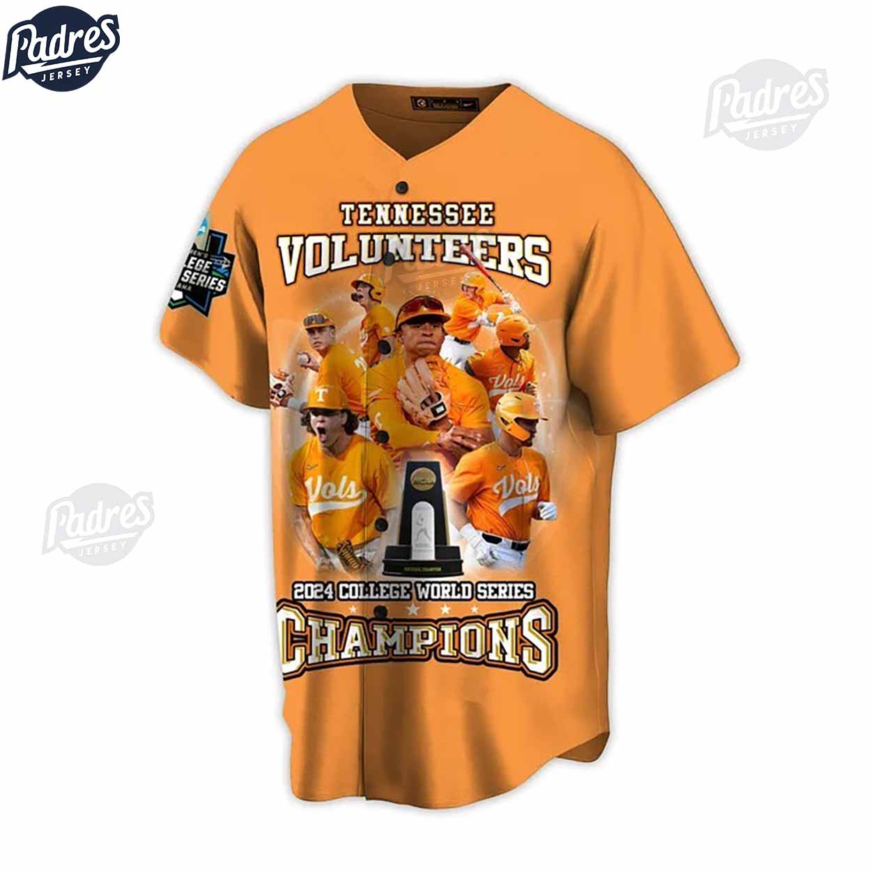 Tennessee Volunteers 2024 College World Series Champions Custom Baseball Jersey - Padres Jersey Oasis: Elevate... (Image 1)