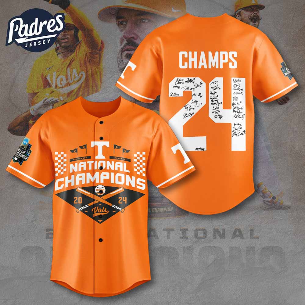 Tennessee Volunteers 2024 National Champions Baseball Jersey - Padres Jersey Oasis: Elevate Your Baseball Style Game...